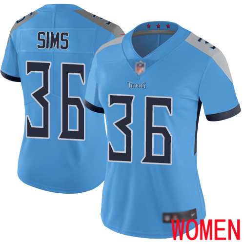 Tennessee Titans Limited Light Blue Women LeShaun Sims Alternate Jersey NFL Football 36 Vapor Untouchable
